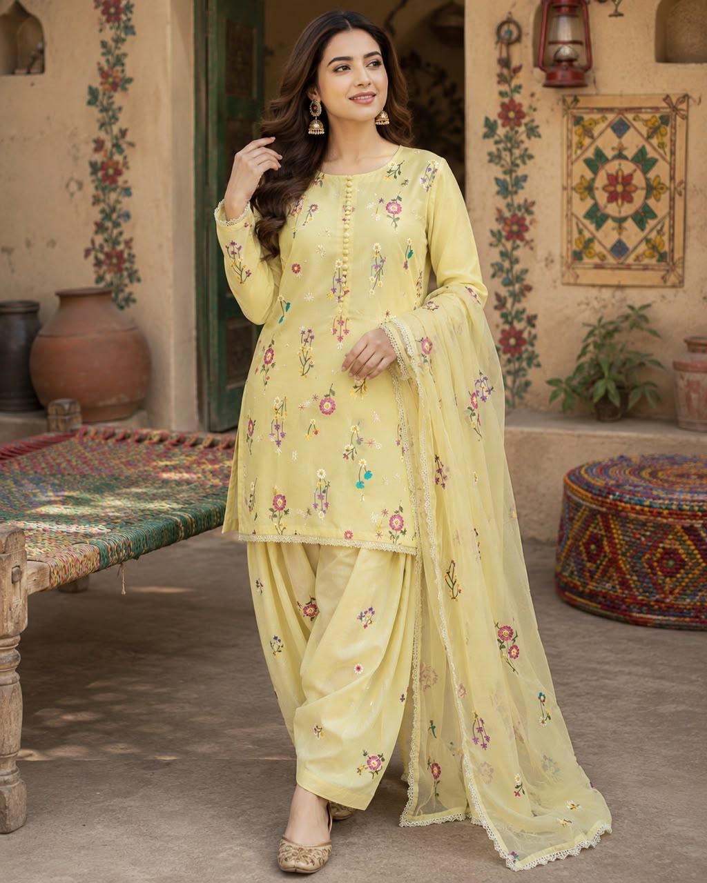 Aneelaz 3 Pcs Embroidered Lawn Dress