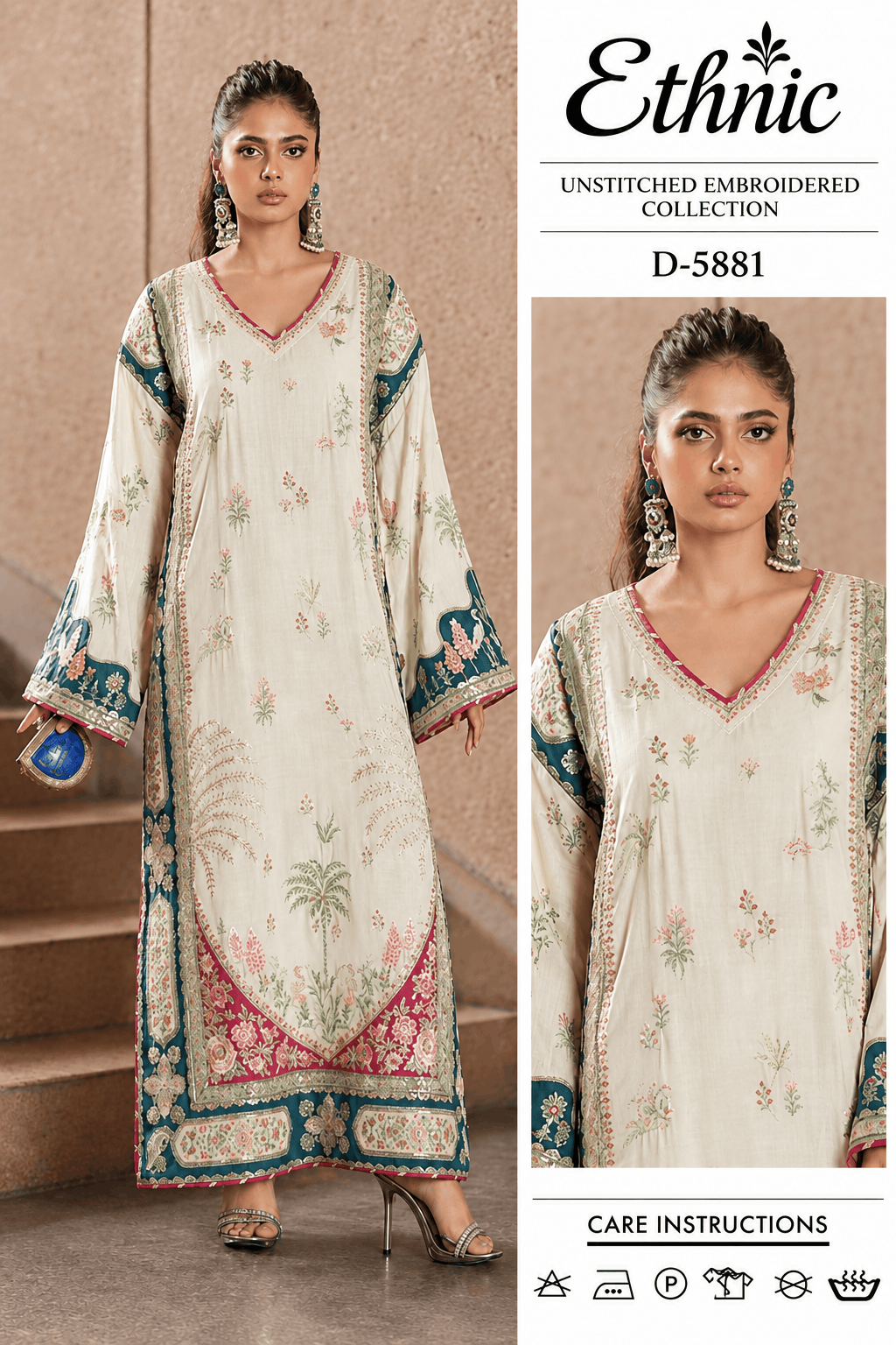 Ethnic OffWhite luxury 3Pc Silk Kaftan|137 Zehra Studio