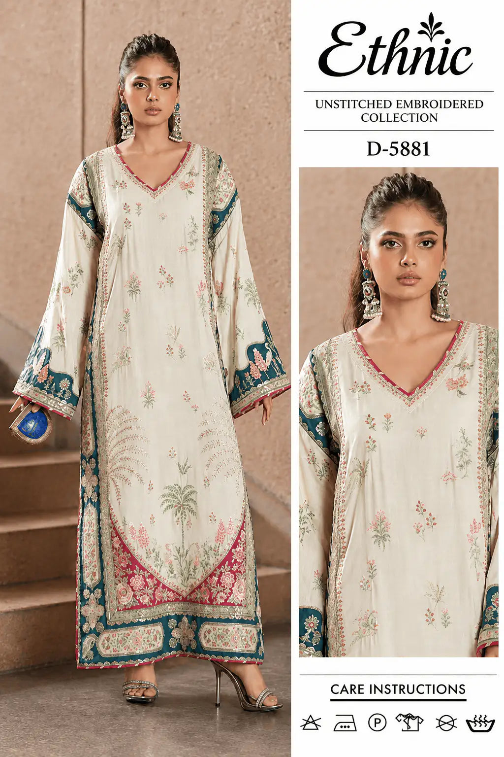 Ethnic OffWhite luxury 3Pc Silk Kaftan|137 Zehra Studio