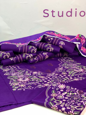 Sajal Aly Wear Unstitched 3PCS Article[Magenta]Colour
