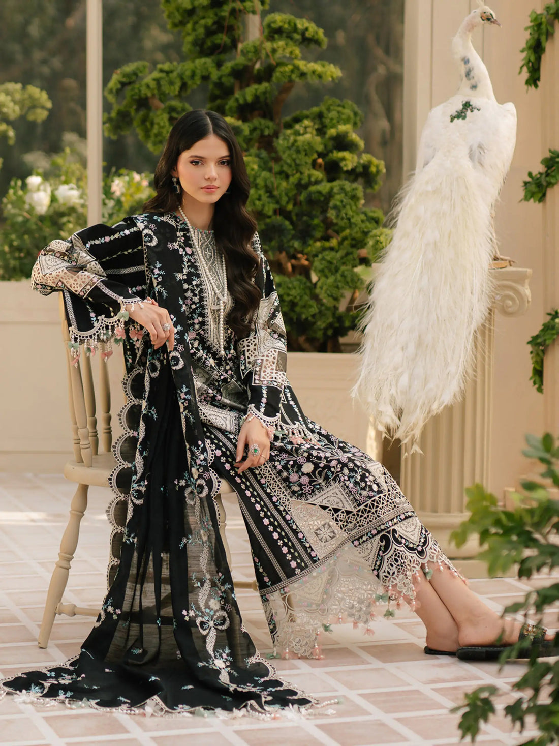 Motifz Jet Black 3 Piece Luxury Embroidered Suit