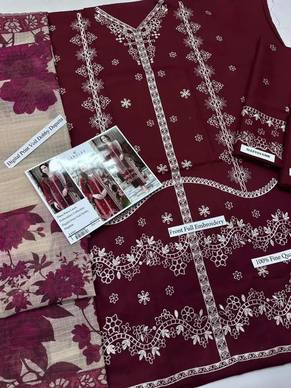 FARASHA Airjet LAWN 9070 WITH DIGITAL PRINT VOIL DOBBY DUPATTA Zehra Studio