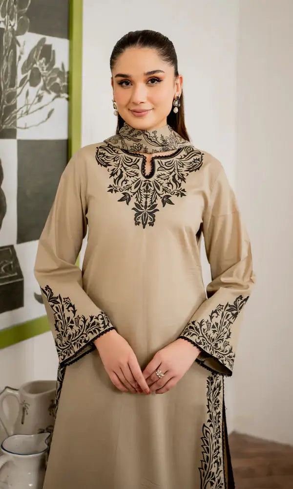 Laam Signature 3 Piece Embroidered Lawn Dress – Premium Digital Print Monark Dupatta