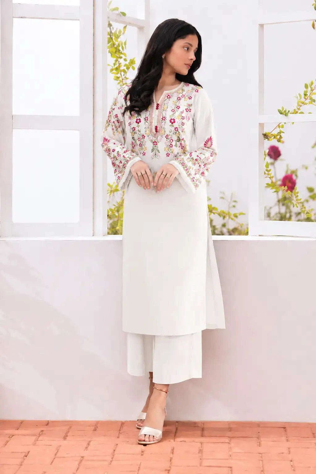 ZELBURY Luxury Snow White Embroidered 2 Piece Women's Dress Zehra Studio