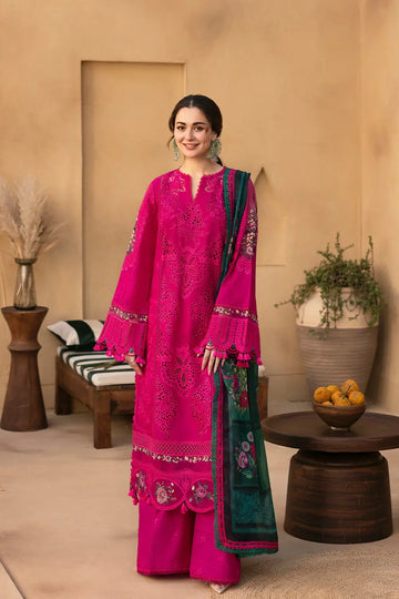 "Saira Rizwan – 3-Piece Embroidered Dhanak Suit."