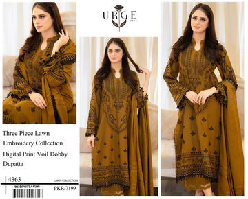 URGE LAWN 3 PC WITH DIGITAL PRINT VOIL DOBBY DUBATTA