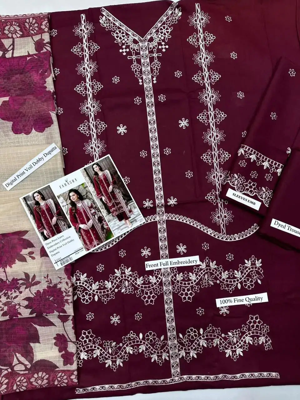 FARASHA Airjet LAWN 9070 WITH DIGITAL PRINT VOIL DOBBY DUPATTA Zehra Studio