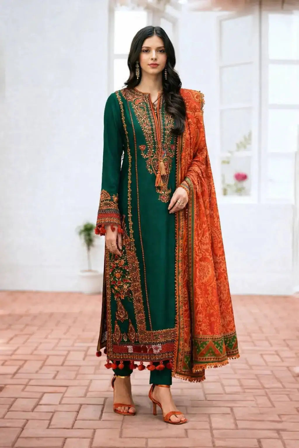 HUSSAIN REHAR SIGNATURE EMBROIDERY LAWN SUIT-FESTIVE AND CASUAL WEAR 3 PC Zehra Studio