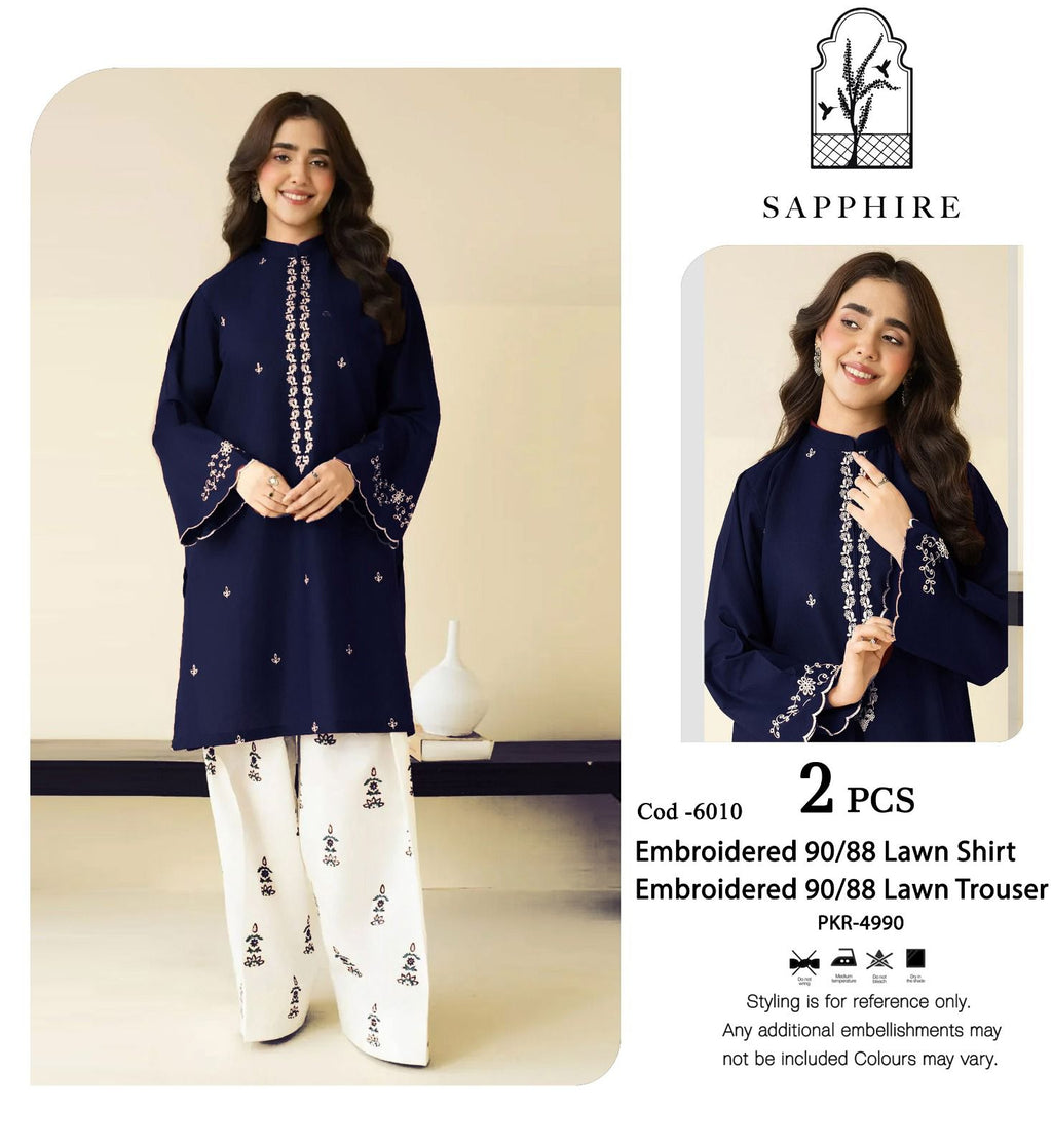 NOIR GULZAR EMBROIDERED SUIT(DARK BLUE)