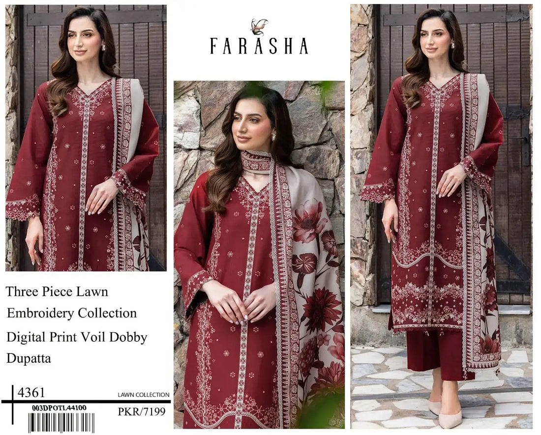 FARASHA Airjet LAWN 9070 WITH DIGITAL PRINT VOIL DOBBY DUPATTA Zehra Studio