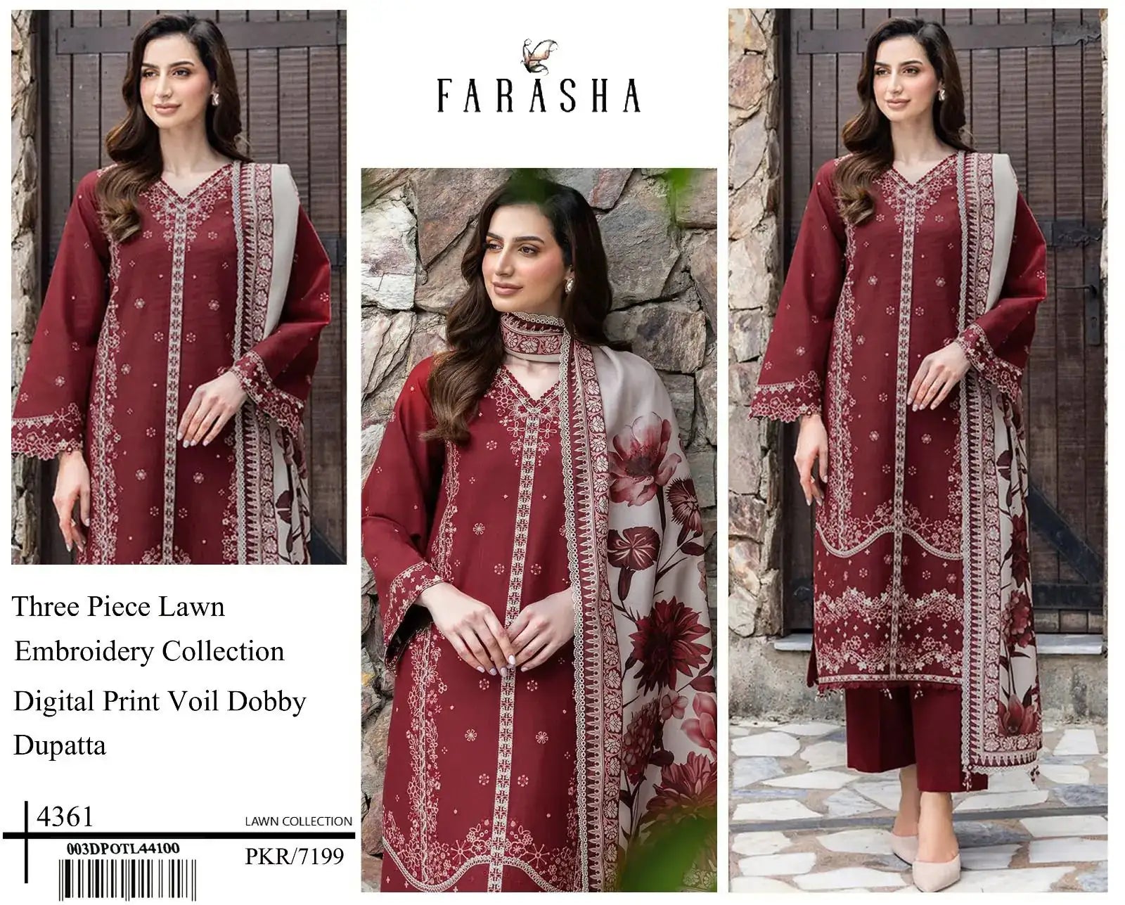 FARASHA Airjet LAWN 9070 WITH DIGITAL PRINT VOIL DOBBY DUPATTA Zehra Studio