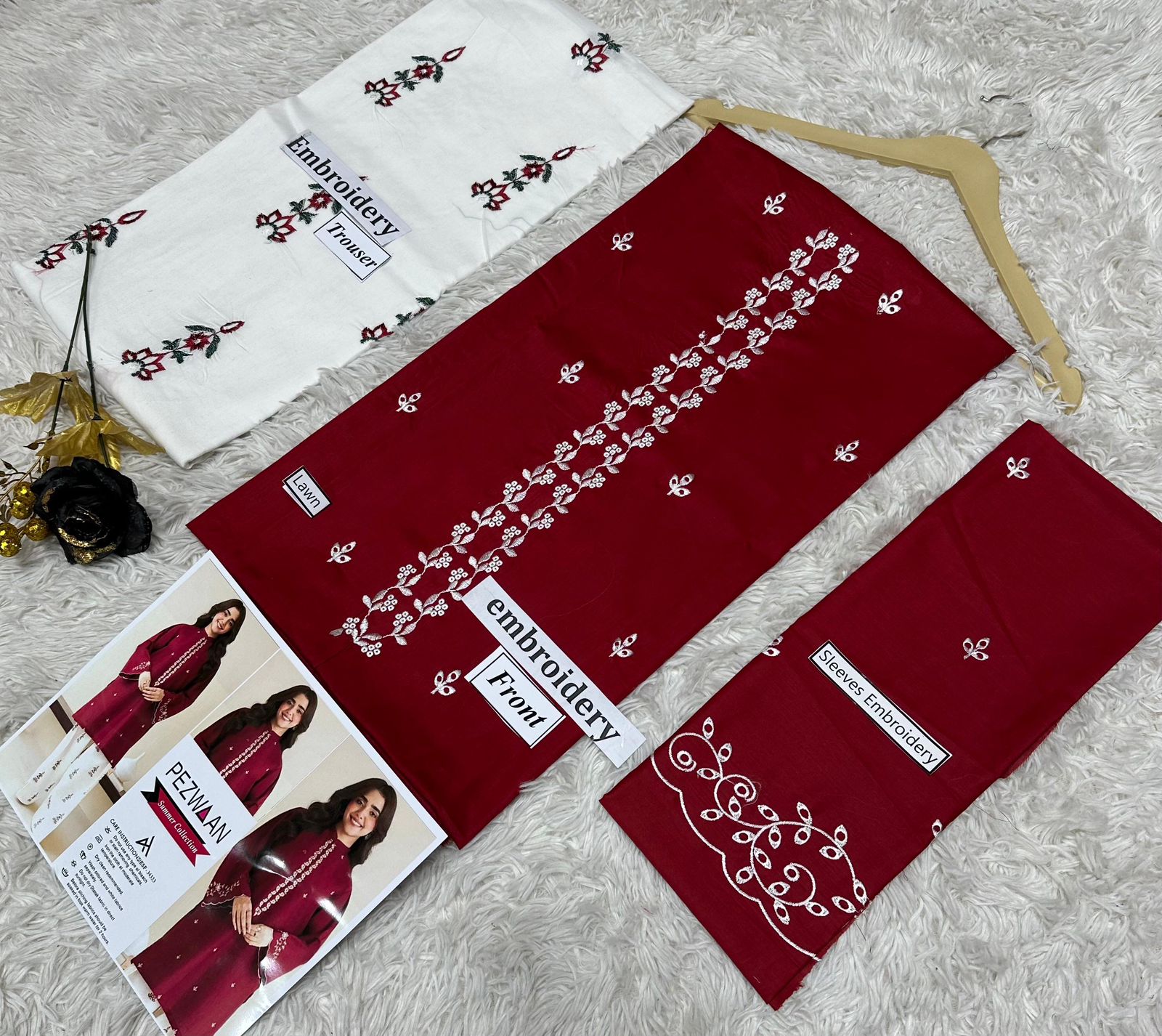 NOIR GULZAR EMBROIDERED SUIT(DARK MEHROON)