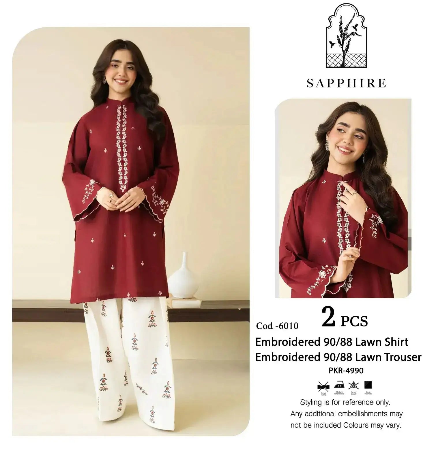 NOIR GULZAR EMBROIDERED SUIT(DARK MEHROON) Zehra Studio