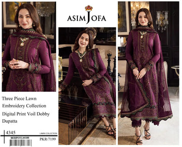 ASIM JOFA3-PIECE LAWN UNSTITCHED (DARK PURPLE)