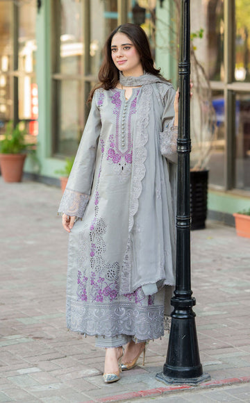 Mushk 3 Piece Embroidered Chikenkari Luxury Suit