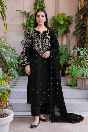 Batik|3 Piece Embroidery Suit Dhanak Jet Black[ Multi Embroidery]