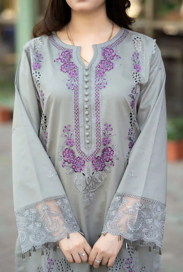 MUSHQ 3PCS CHIKENKARI EMBROIDERED DRESS WITH DIGITAL PRINT DUPATTA